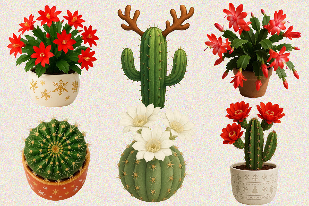 Watercolor Christmas Cactus Clipart, an Illustration by SVGArt (Photo 7 of 8)