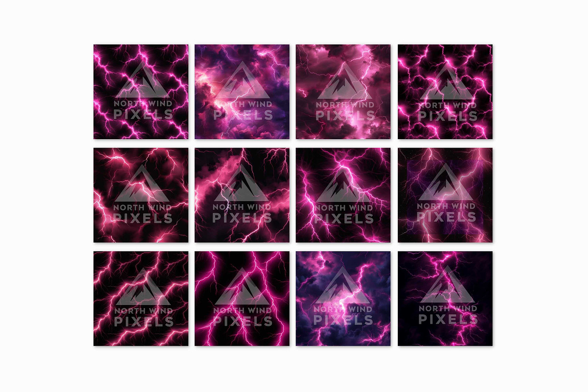 12 Pink Lightning Digital Papers, a Wallpaper Graphic by NorthWindPixels (Photo 2 of 4)