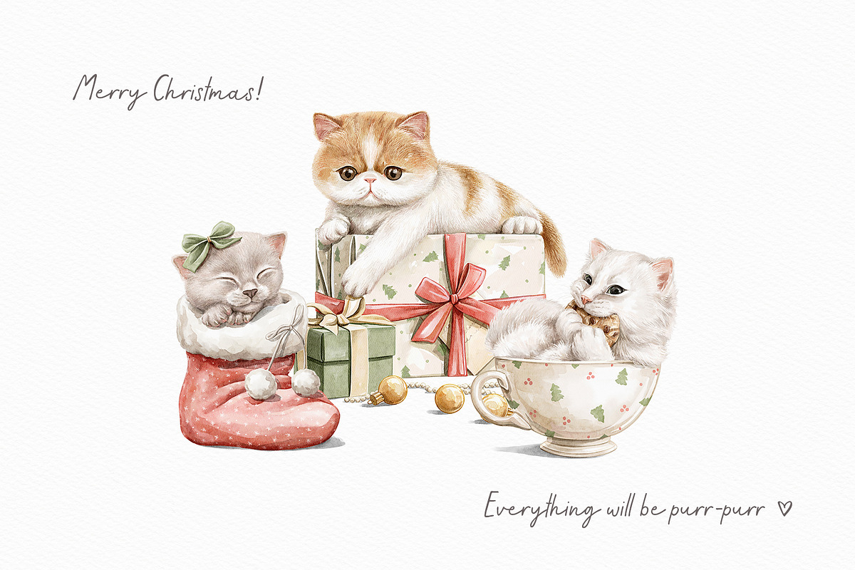 Christmas cats, an Animal Illustration by Mimomy (Photo 2 of 9)