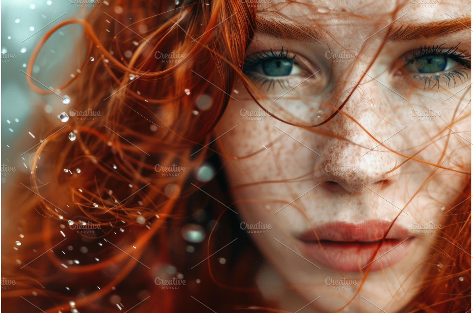 Redhead model posing with wet hair, a Beauty & Fashion Photo by Ylivdesign
