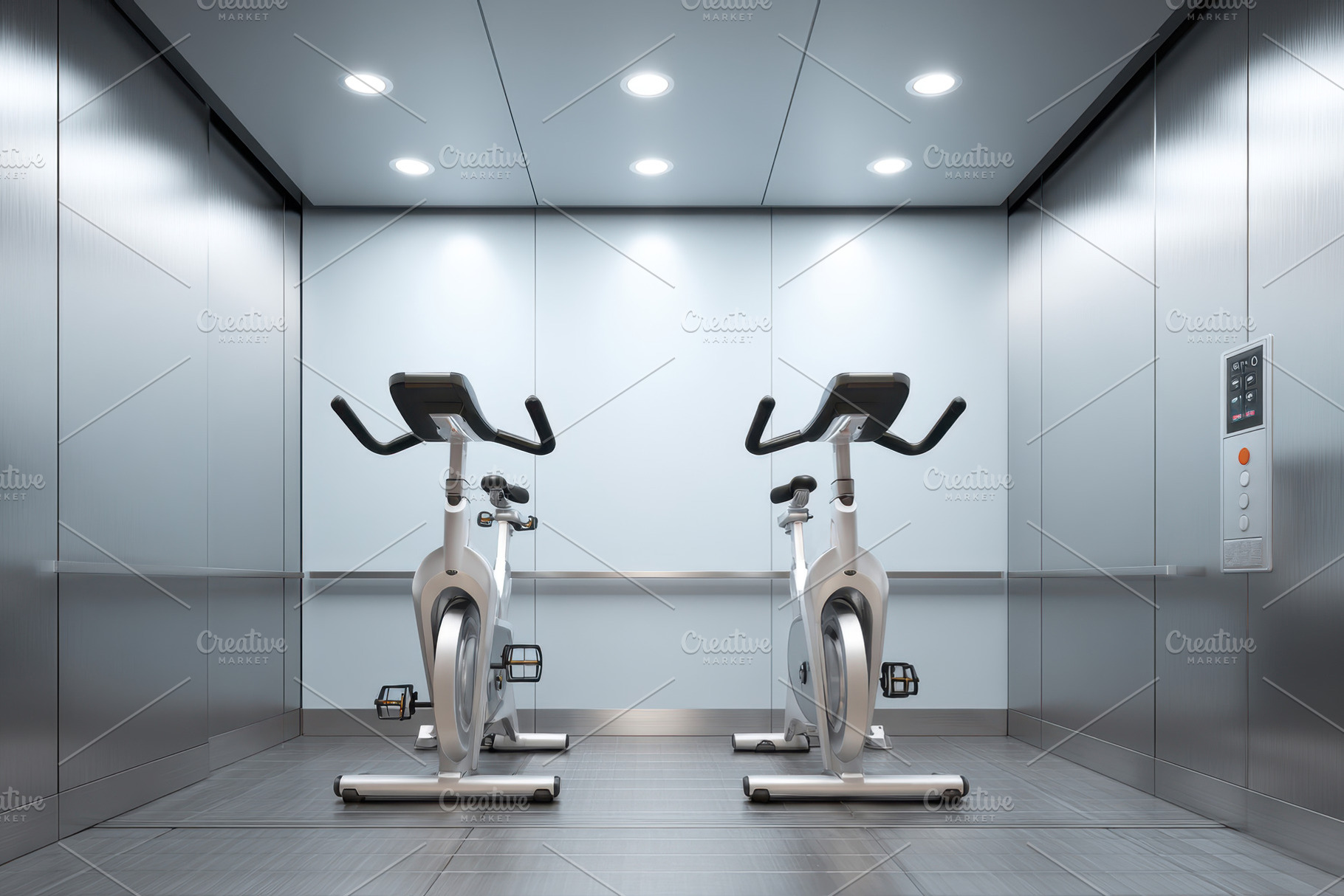 Modern elevator with stationary exercise bikes, a Sports & Recreation Photo by AlyaAnd