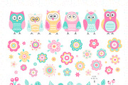 Owls And Flowers. Vector Clip Art., an Illustration by Fairy dreams (Thumbnail 2 of 10)