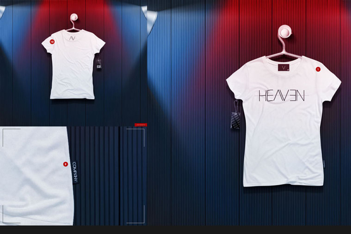 Women's T-shirt On 5 Stages Mock-up, a Hoody Mockup by Mocca Mockups Store (Photo 49 of 59)