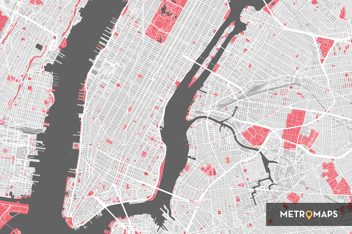 New York Map – Pale / Pink, an Illustration by MetroMaps (Photo 3 of 3)