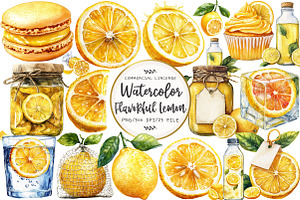 Watercolor Flavorful Lemon Clipart, an Illustration by OK Design