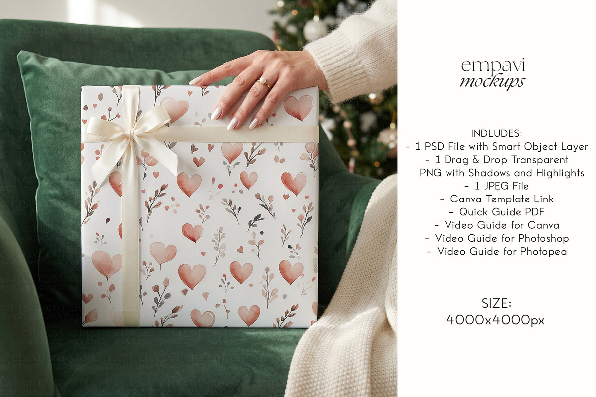 Christmas Wrapping Paper Mockup, a Packaging Mockup by EmpaviMockups (Photo 6 of 6)