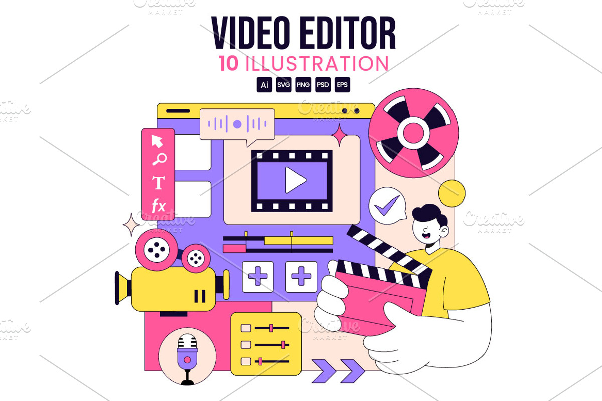 10 Video Editor Program Illustration, a Technology Illustration by denayunebgt (Photo 1 of 4)