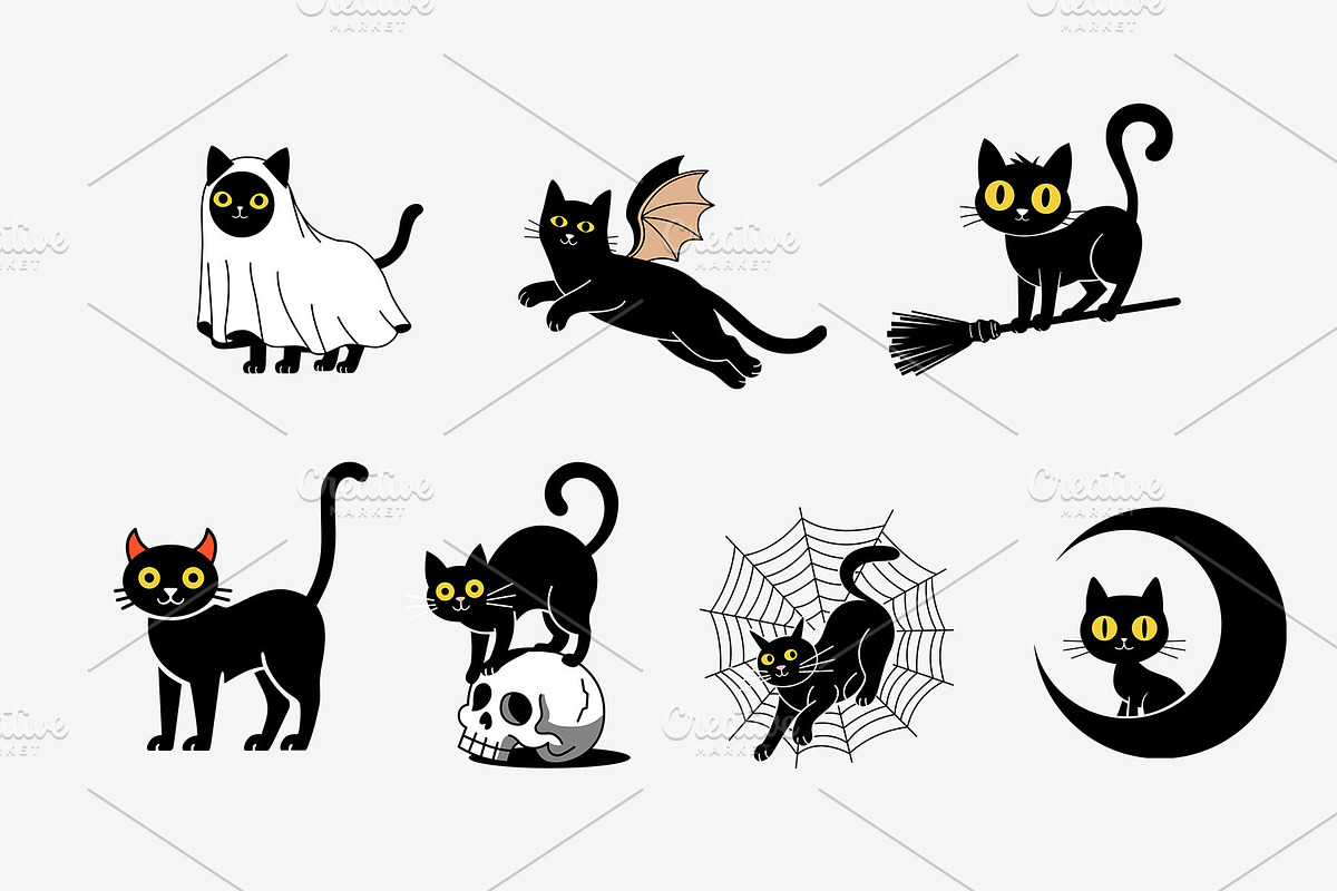 Halloween Cat Collection, an Animal Illustration by NoemieDesigns (Photo 3 of 4)