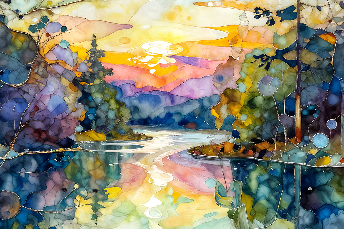 Liquid Ink Landscape, a Decorative Illustration by Sharon Schwalbe (Photo 2 of 6)