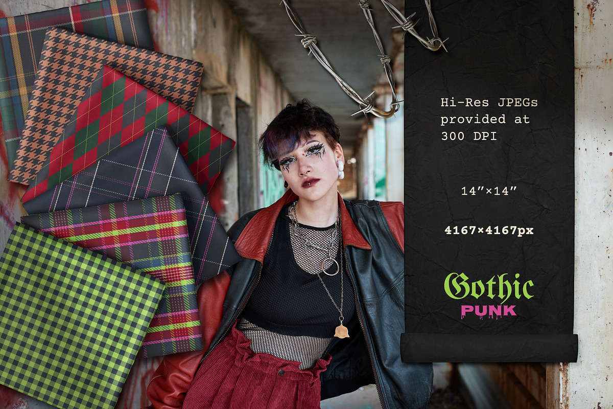 100 Gothic & Punk Tartan Patterns, a Pattern Graphic by IuliiaSavko (Photo 4 of 18)