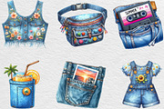 1990 Denim Summer Clipart, an Illustration by Black Bird Studio (Thumbnail 4 of 6)