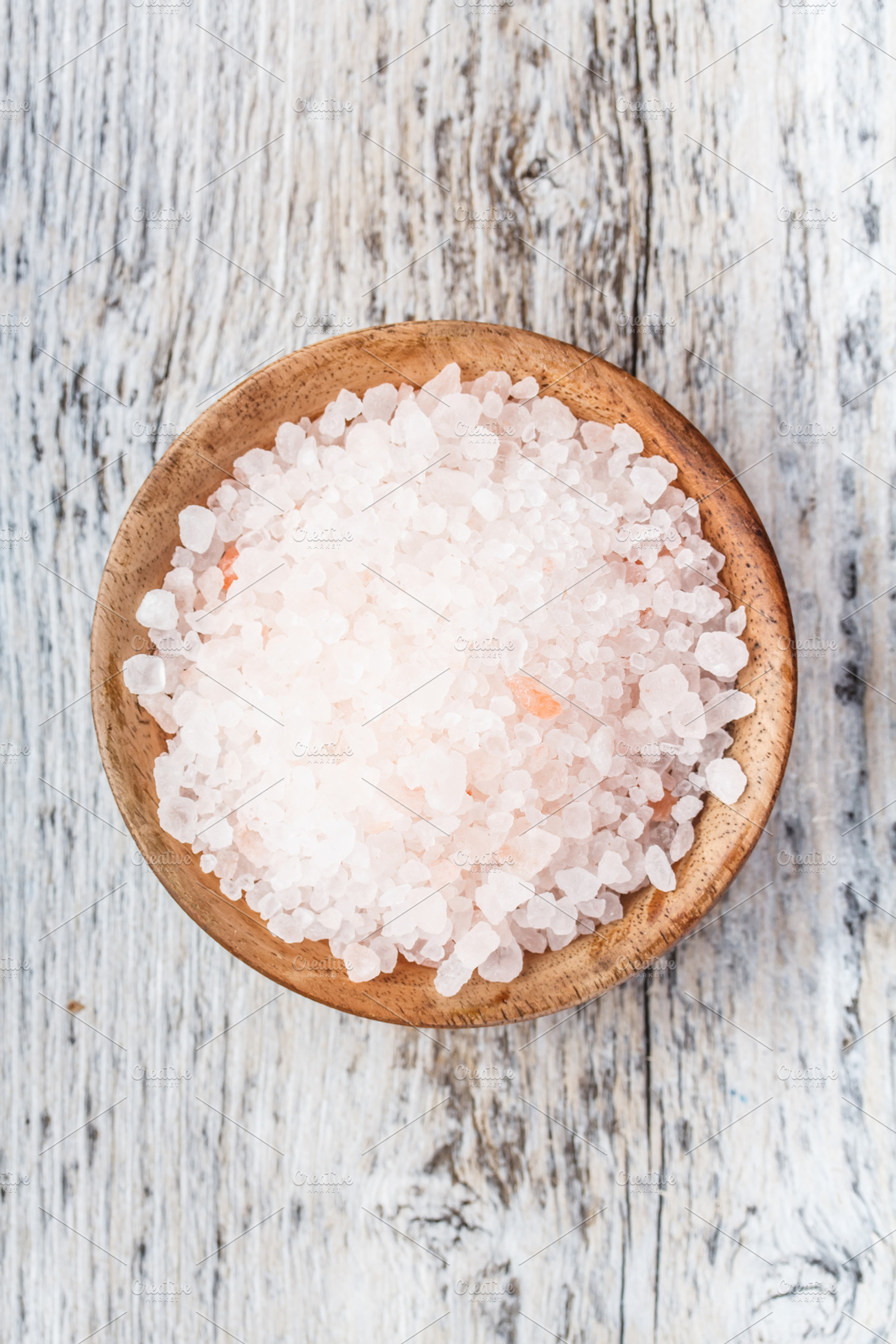 Pink salt stock photo containing bowl and close up