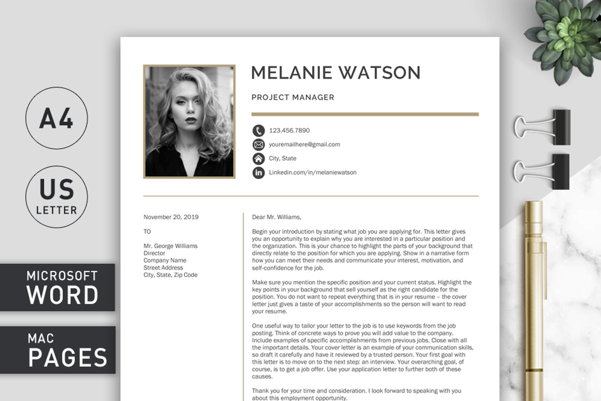 Resume Template CV + Cover Letter, a Resume Template by Klamp Studio (Photo 4 of 10)