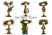Quirky Holly Girl Clipart, an Illustration by Craft Nest (Thumbnail 4 of 9)