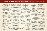 Flourishes Swirls Vector Set #1, an Object Graphic by Digiselector Design Goods (Thumbnail 1 of 2)