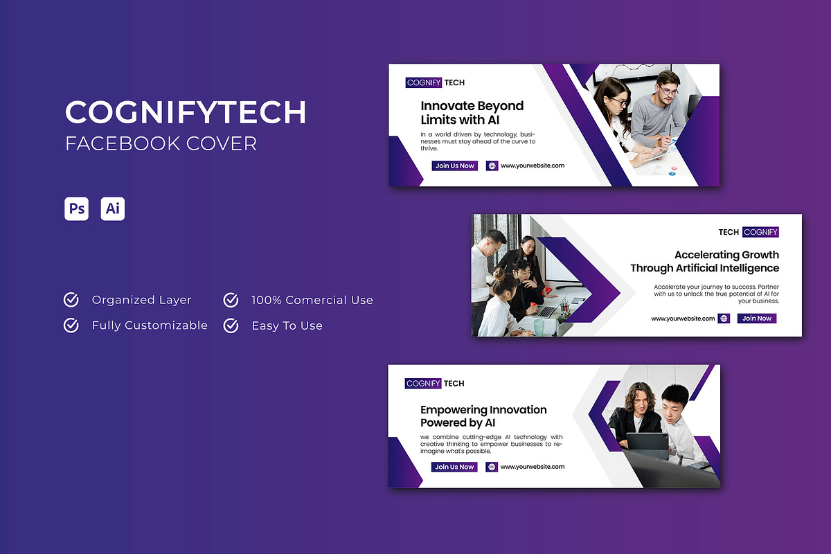 Cognifytech - Facebook Cover, a Design Template by Esensifiksi.studio (Photo 1 of 3)