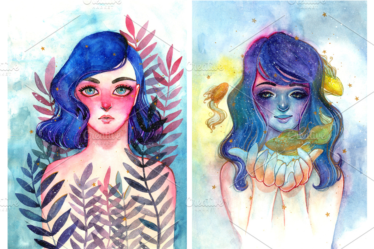 Watercolor posters with fairies., an Illustration by Vavavka (Photo 3 of 5)