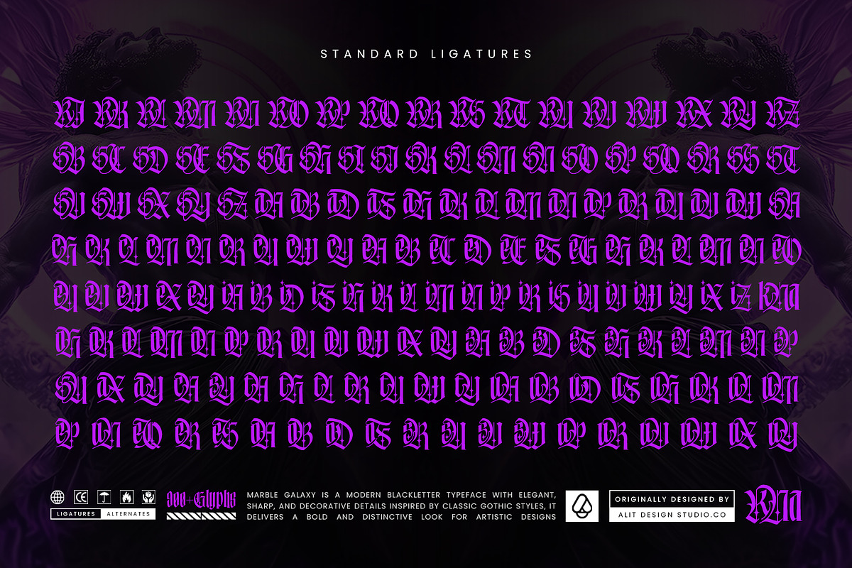 Marble Galaxy Typeface, a Blackletter Font by alit design (Photo 4 of 20)