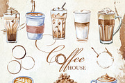 Hand Painted Coffee House Clipart, a Food Illustration by ArtCreationsDesign (Thumbnail 2 of 9)