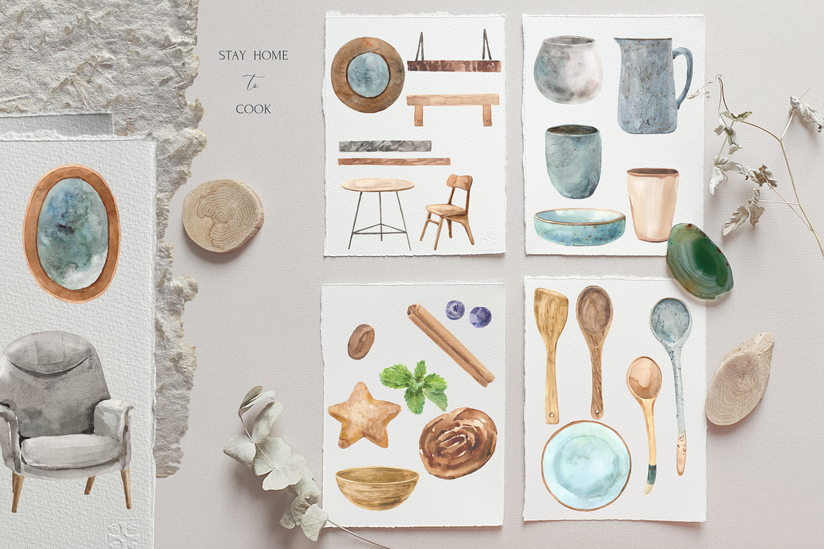 Cozy Home Watercolor Lifestyle Set, a Texture Illustration by Cat In Colour (Photo 3 of 9)
