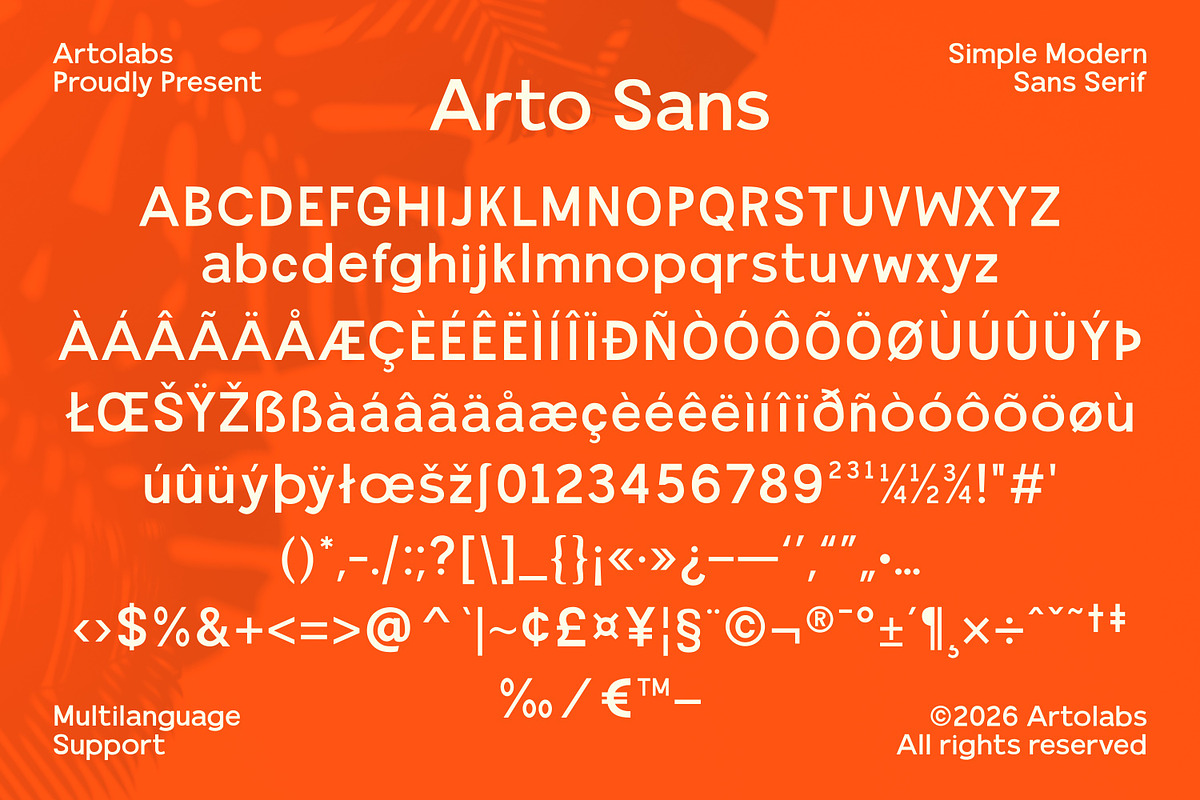 Arto Sans | Simple Modern Sans Serif, a Sans Serif Font by Artolabs (Photo 2 of 12)