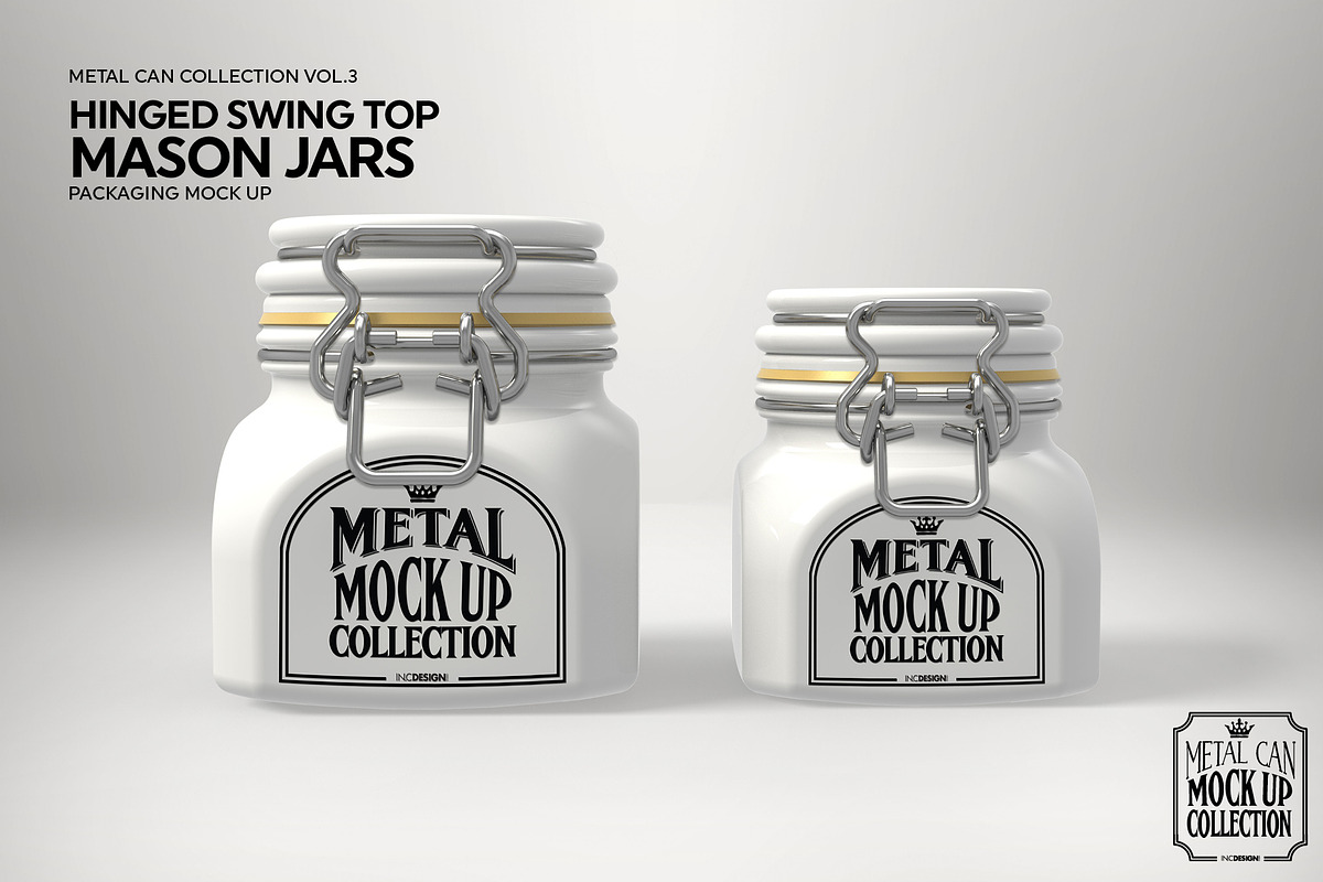 Hinged Swing Top Metal Jars Mockup, a Product Mockup by INCDesign (Photo 3 of 7)