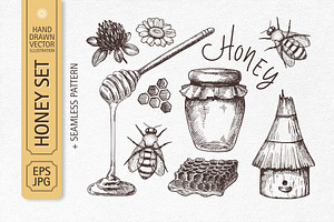 Hand drawn honey illustrations