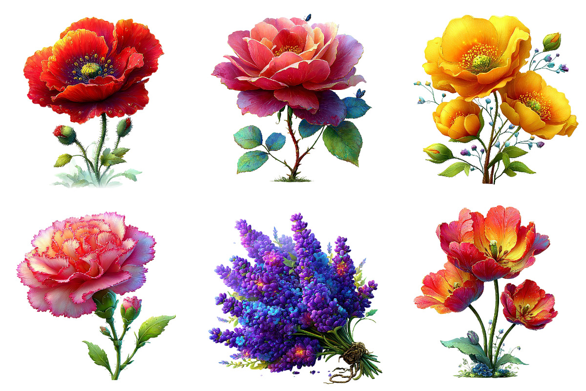 Watercolor Spring Flowers Clipart, an Illustration by Dream Creation (Photo 2 of 7)
