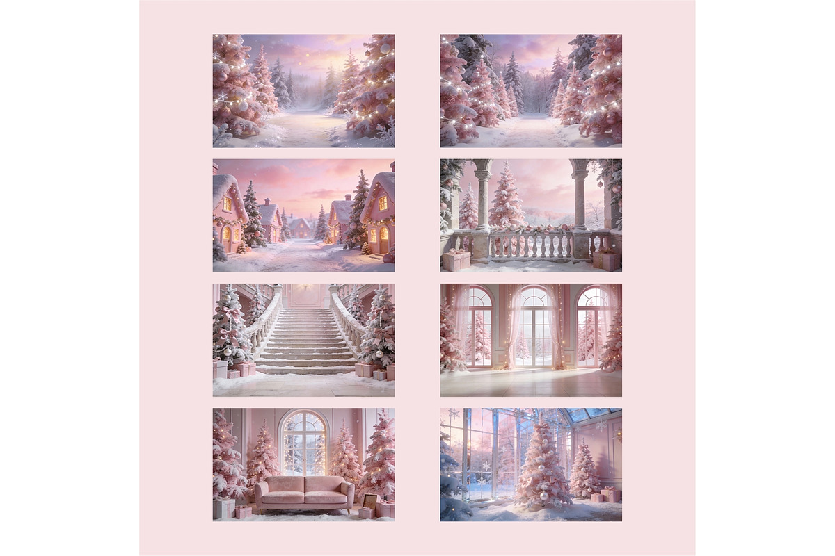 Pink Christmas Digital Backdrops, a Background Graphic by Business Chic (Photo 2 of 4)