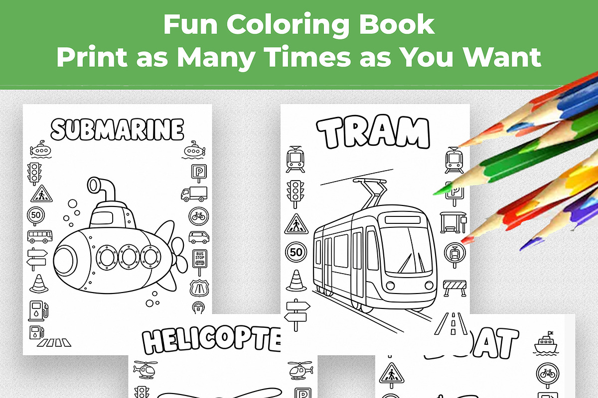 Transportation Coloring Book for Kid, an Education Illustration by Mohammad Sarfaraz (Photo 9 of 17)