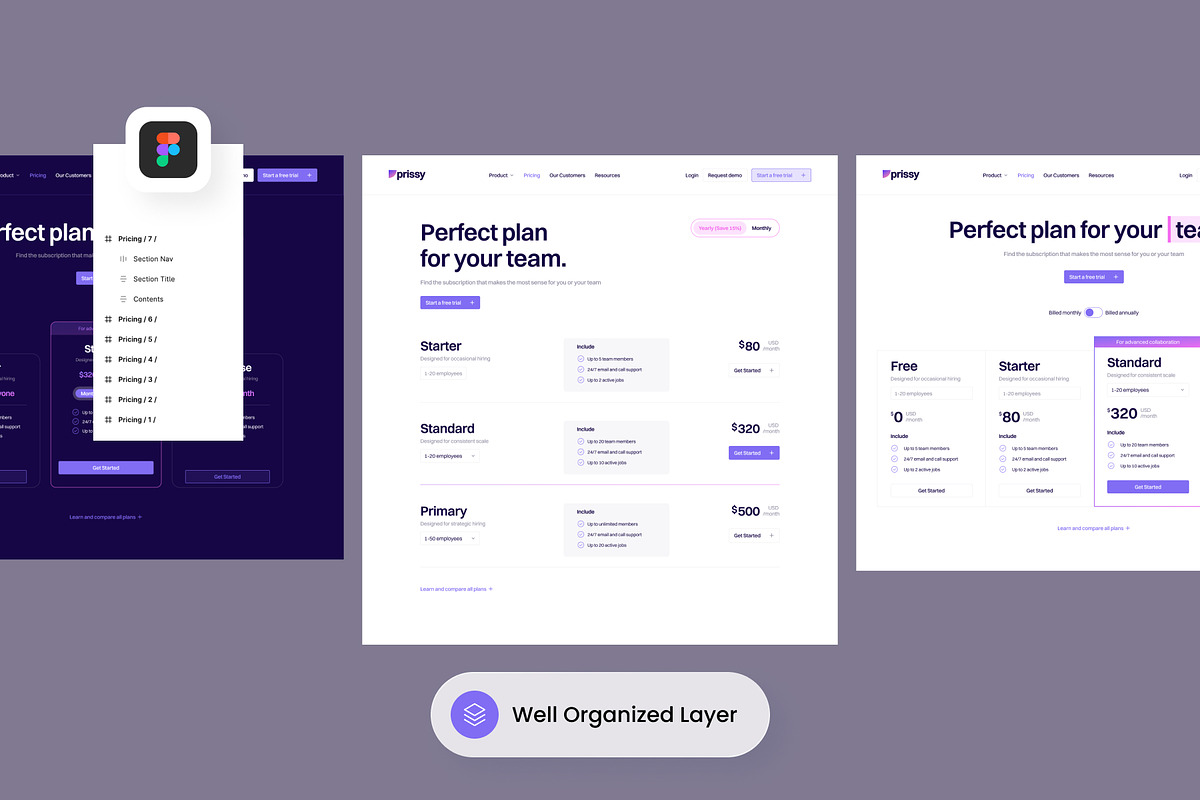Prissy - Pricing Table Plan, an UI Kit Template by SLAB! Design (Photo 2 of 4)