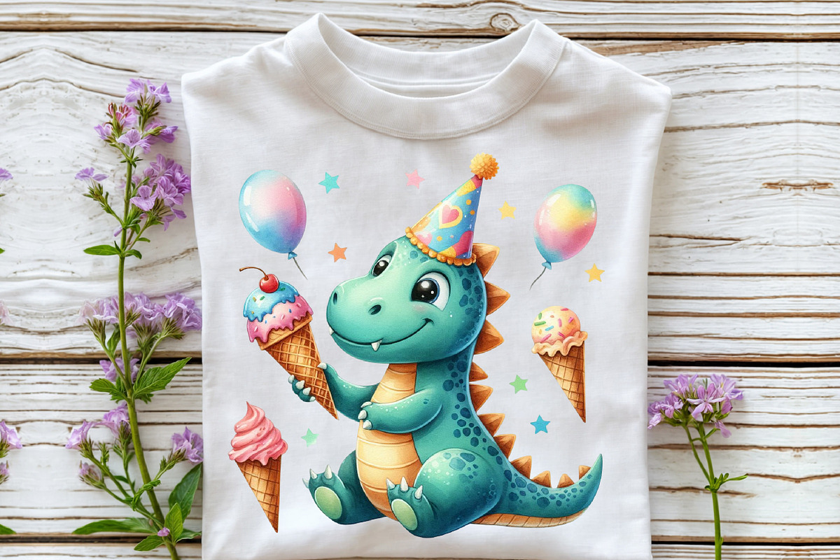 Cute Birthday Dinosaurs Clipart, an Illustration by CraftArtStudio (Photo 3 of 6)