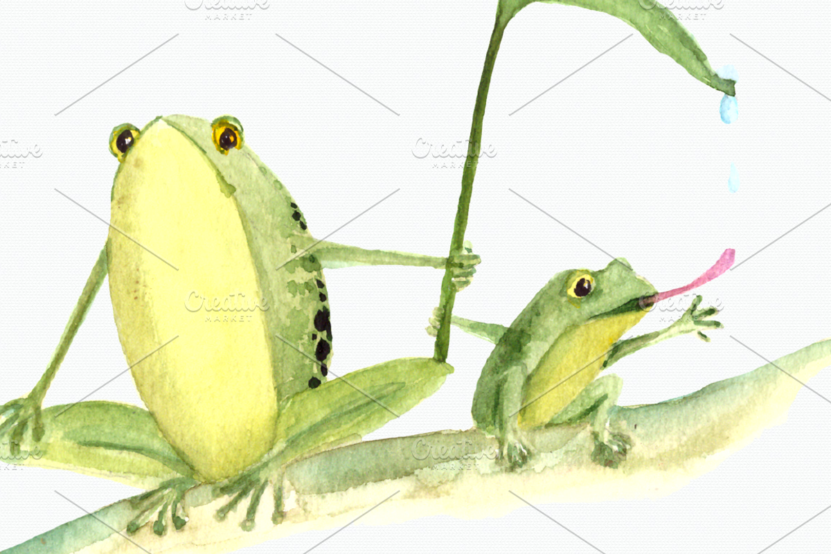 Watercolor Mother & Baby - Frogs, an Animal Illustration by Tati Bordiu (Photo 3 of 3)