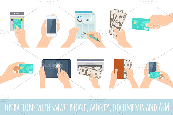 Hands holding smart phone & money preview 4
