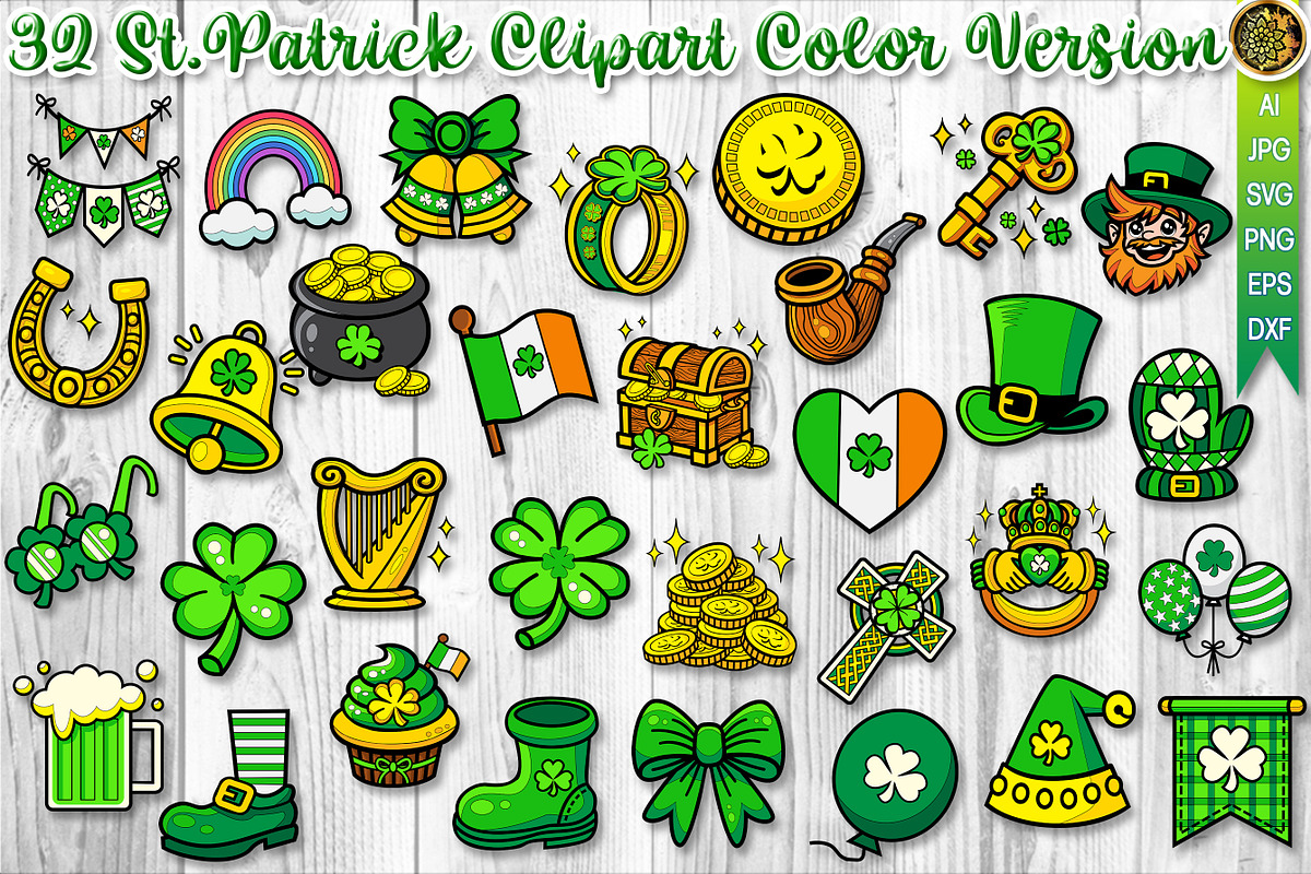 St.Patrick Clipart Set Color Version, an Illustration by V Design Creator (Photo 1 of 8)