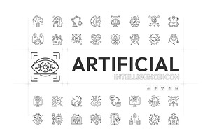 Artificial Intelligence Icon Set, an Outline Icon by Prosymbols