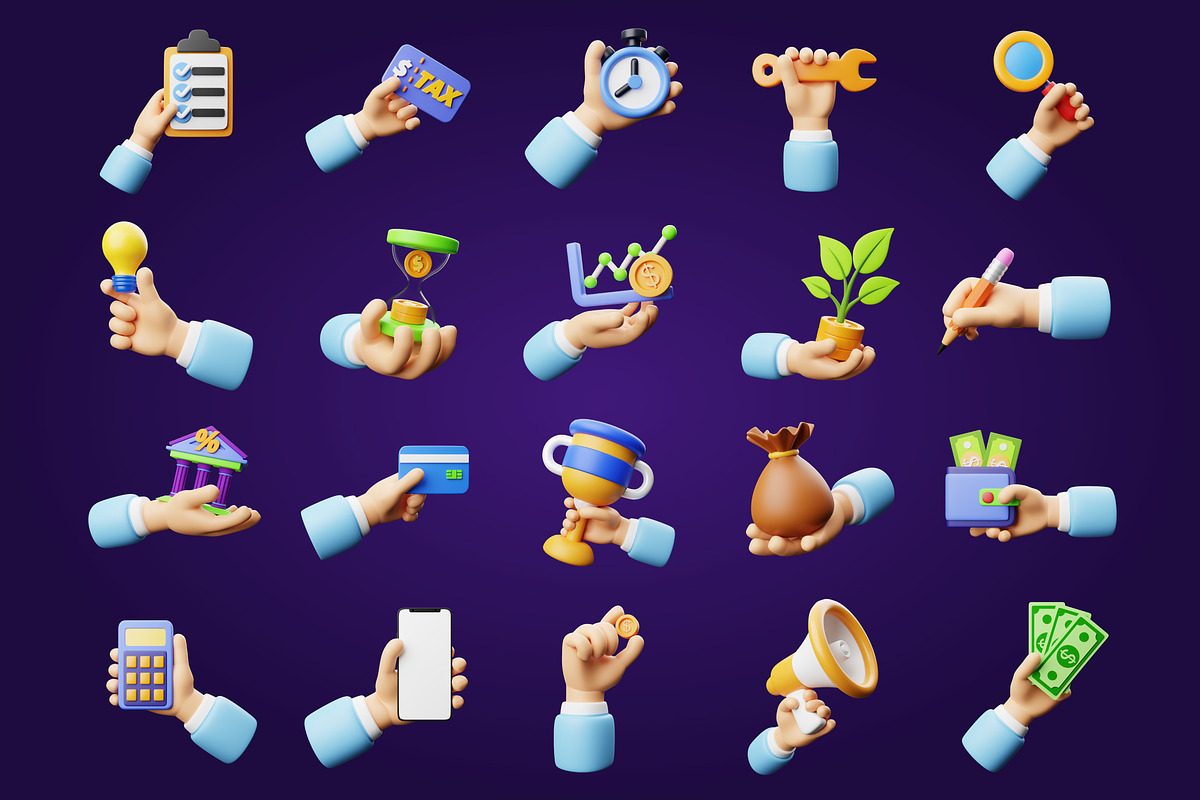 3D Hand Holding Icon, an Object 3D Model by SLAB! Design