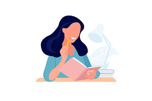 Journal writing. Girl diary. Student