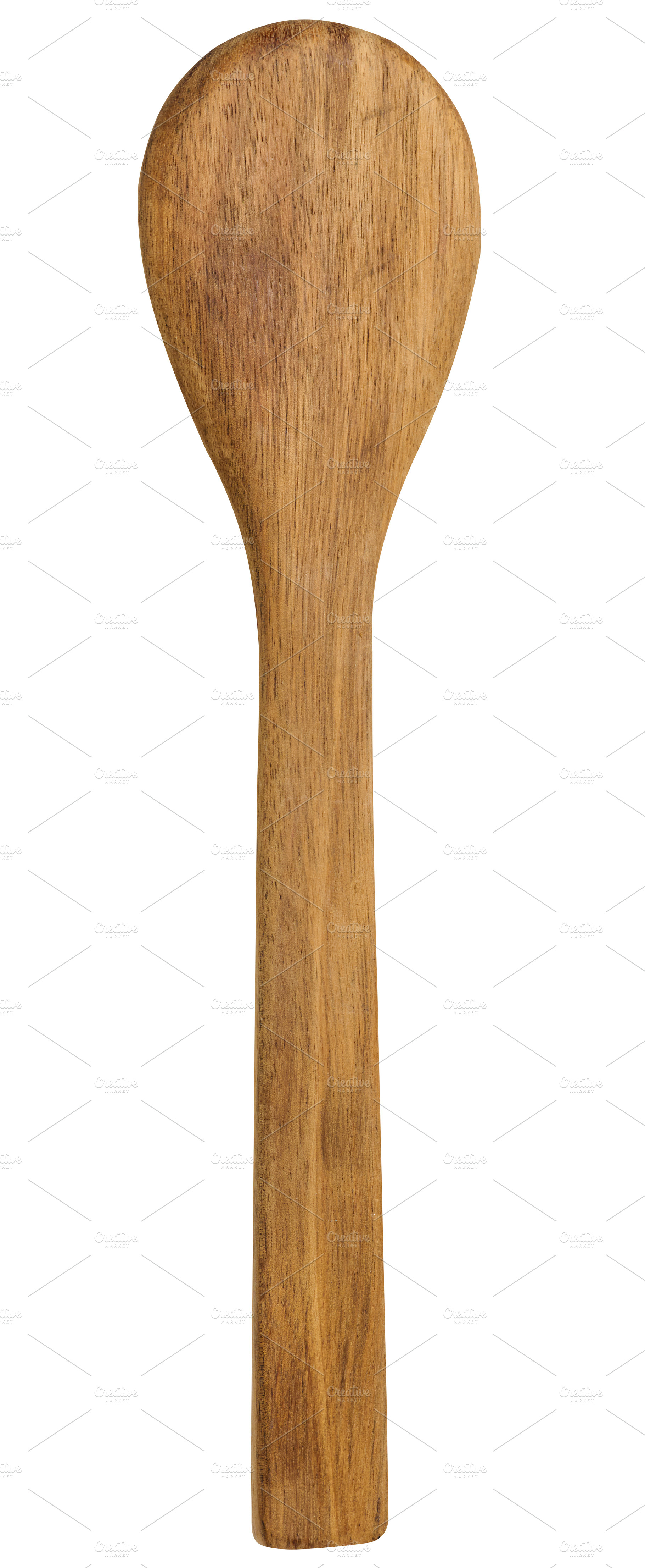 Wooden empty spoon with long handle on isolated background, a Food & Drink Photo by ndanko