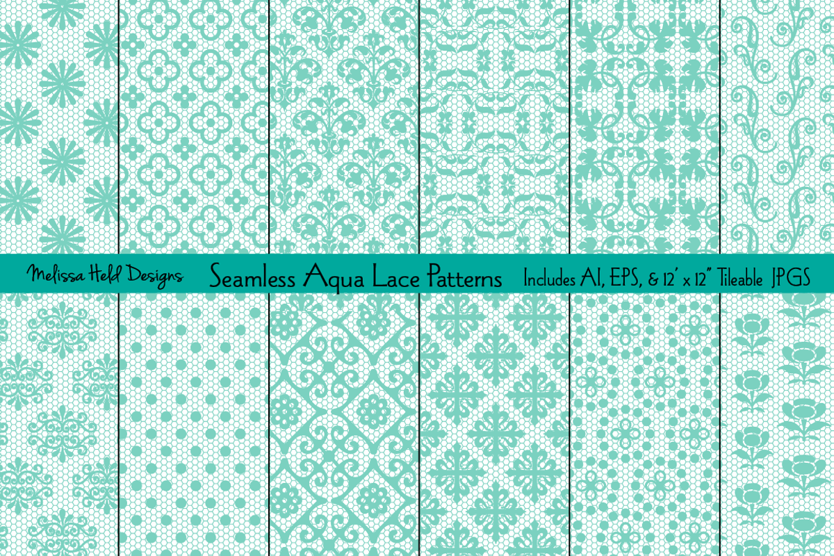 Seamless Aqua Lace Patterns