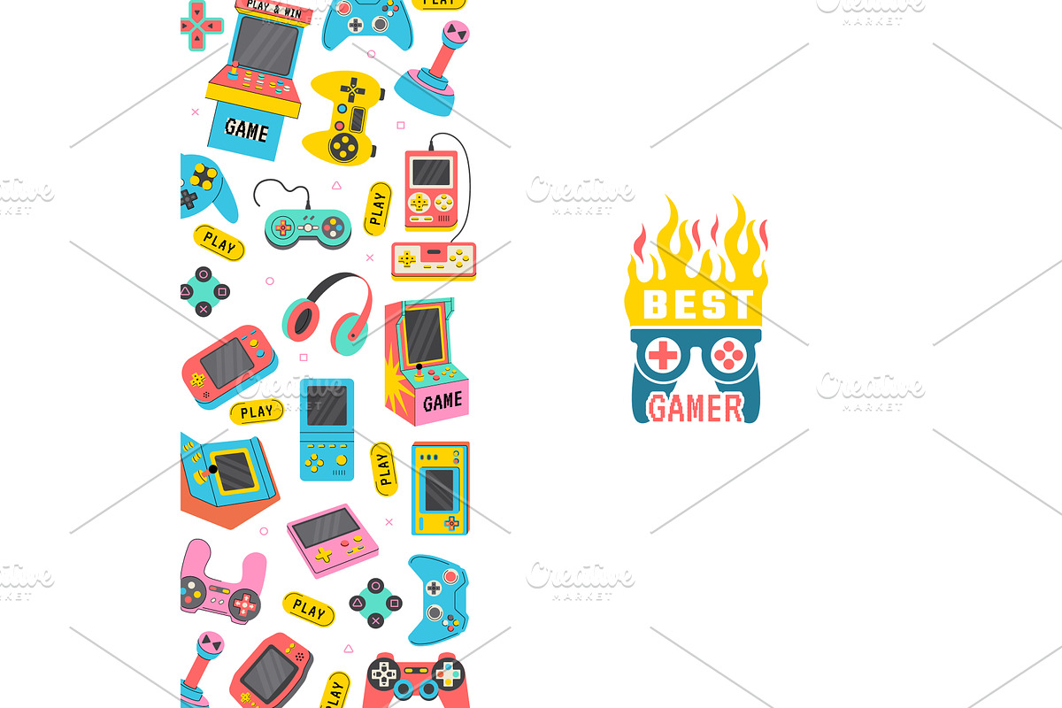 Gaming. vertical pattern template, a Technology Illustration by Onyx
