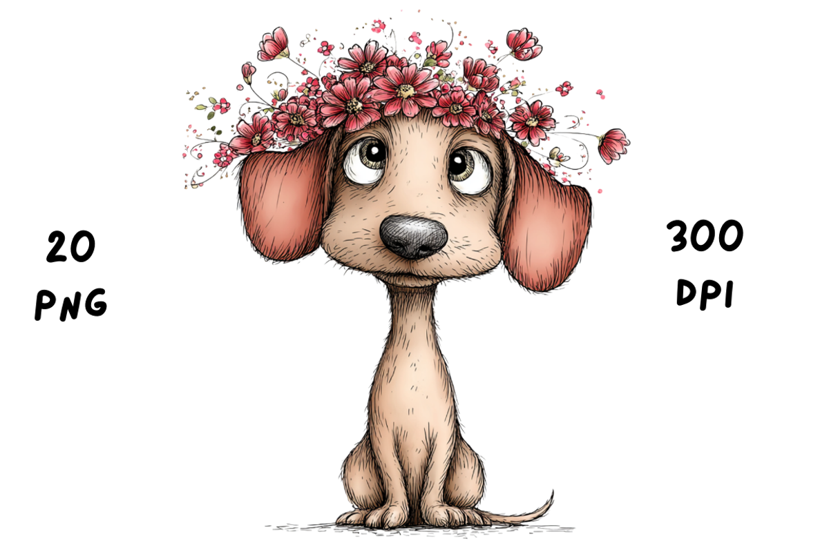 Whimsical Floral Dachshund, Cute Dog, an Animal Illustration by GiraffeCreative (Photo 4 of 20)