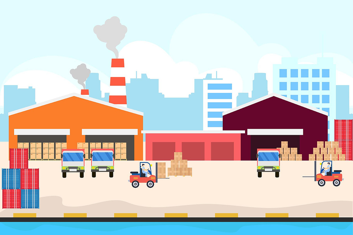 Container Ship at Freight Port Pack, a Technology Illustration by bungamustia (Photo 2 of 12)