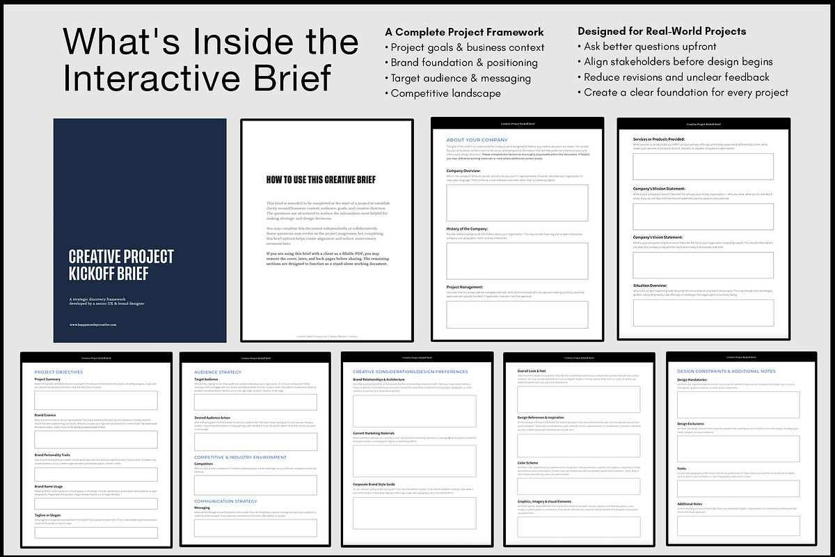 Interactive Creative Brief Template, a Templates & Theme by Happy Monday Creative (Photo 2 of 2)