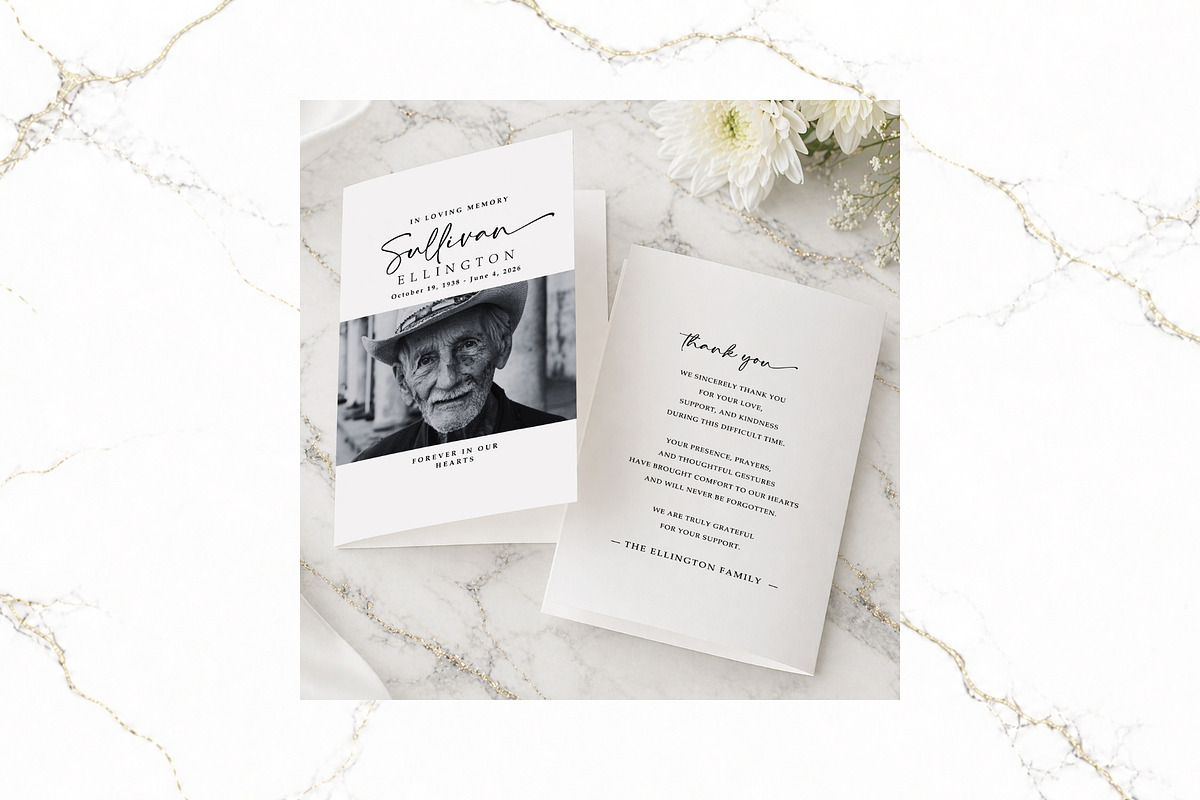 Funeral Bundle B&W Canva FR003, a Stationery Template by TyphoonStudio (Photo 4 of 11)