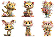 Whimsical Easter Cats Clipart, an Illustration by CraftArtStudio (Thumbnail 2 of 6)