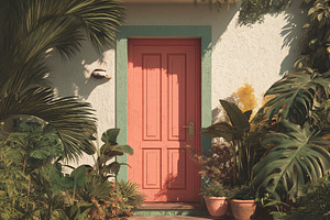 Tropical Entrance: Coral Door, an Architecture Photo by Ocean Digital Art