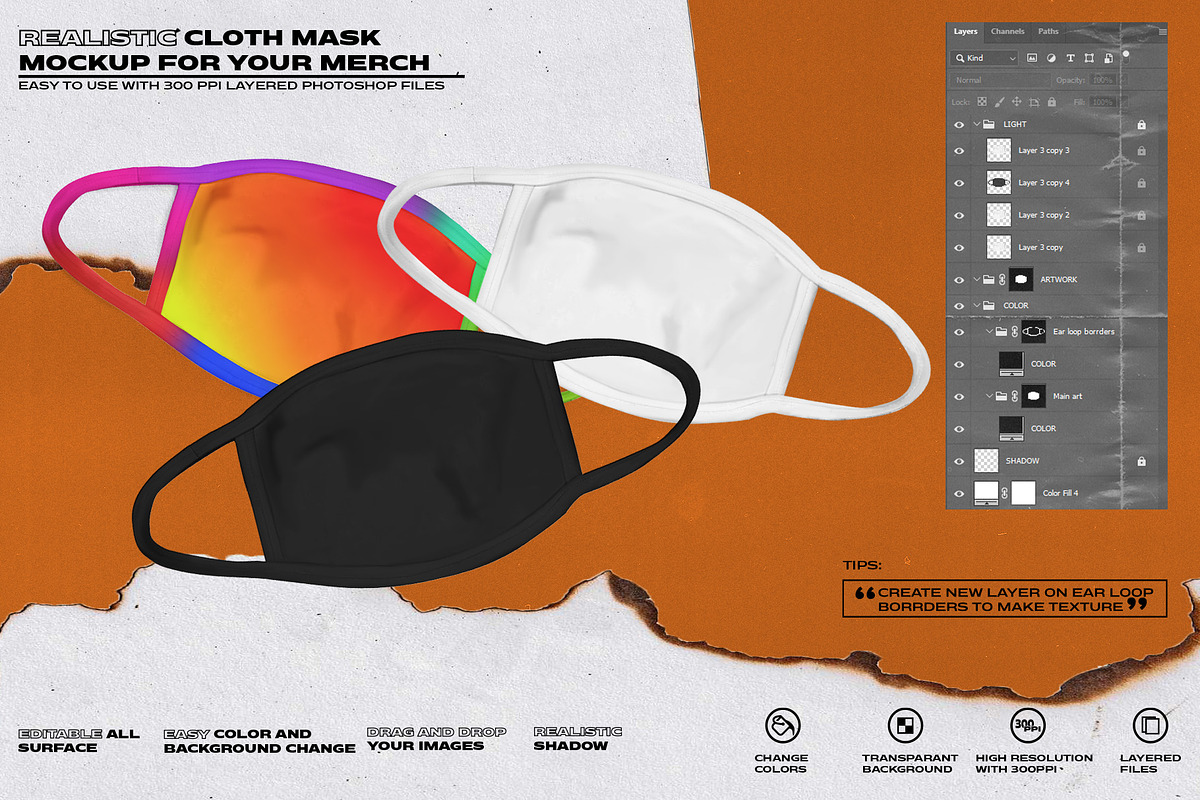 REALISTIC CLOTH MASK, a Mask Mockup by Easybandits (Photo 3 of 3)
