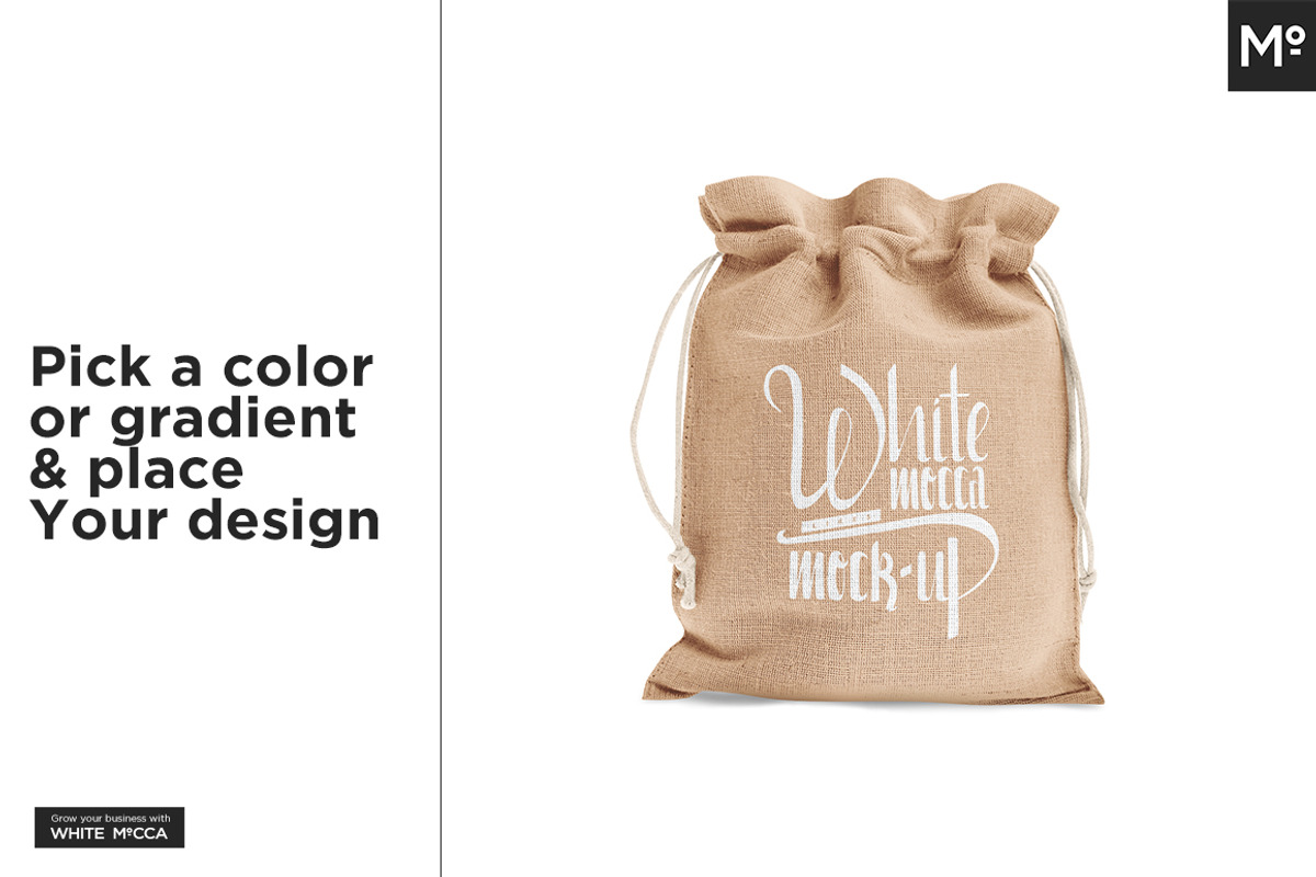 Drawstring / Burlap Jute Bag Mock-up, a Packaging Mockup by Mocca Mockups Store (Photo 4 of 11)