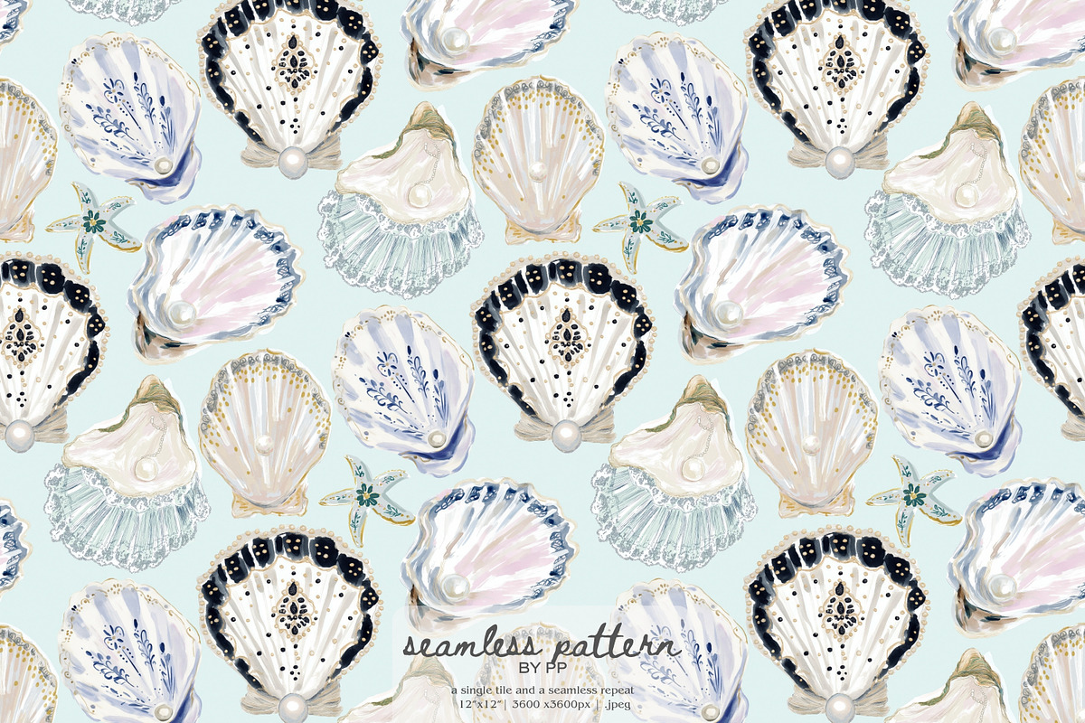 Luxury shell pattern, a Pattern Graphic by Pink Studio Art (Photo 1 of 4)